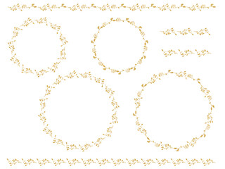 金色グリッターの草木フレームセット