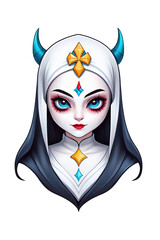 Illustration of a beautiful girl in a carnival mask on a white background