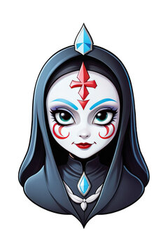 Illustration of a beautiful girl in a carnival mask on a white background
