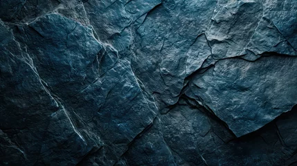 Fotobehang Rock texture background. dark blue rough mountain surface. textured stone background with space for design © Matthew