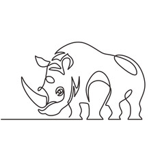 Obraz premium Rhino or rhinoceros in continuous one line art drawing. Wild animal theme. Vector illustration isolated. Minimalist design handdrawn.