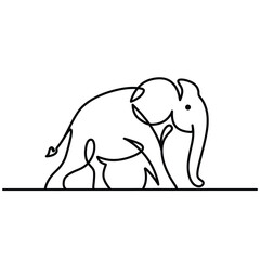 Elephant in continuous one line art drawing. African or indian animal wildlife. Vector illustration isolated. Minimalist design handdrawn.
