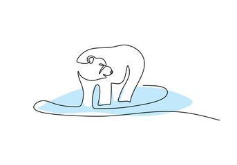 Bear one line drawing. Vector illustration isolated. Minimalist design handdrawn.