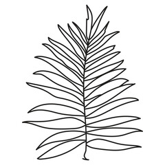 Palm leaf continuous one line drawing. Vector illustration isolated. Minimalist design handdrawn.