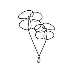 Poppy flower one line drawing. Vector illustration isolated. Minimalist design handdrawn.