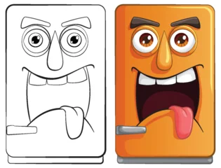 Door stickers Kids Two cartoon cards showing playful expressions.