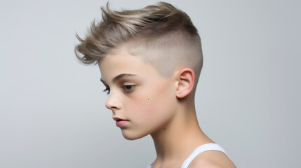 Rebellious Aura, An Imaginative Portrayal of a Young Boys Vibrant Mohawk Undercut