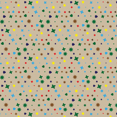 Fun colorful shapes abstract  seamless pattern. Creative minimalist style art background with basic shapes and randomus concept. 