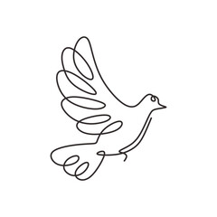 Bird flying. Continuous one line art drawing. Vector illustration isolated. Minimalist design handdrawn.