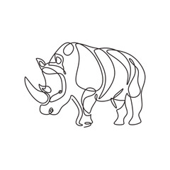 Rhino in continuous one line drawing. Vector illustration isolated. Minimalist design handdrawn.