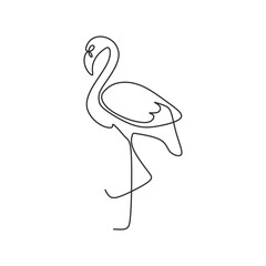 Flamingo bird in continuous one line art drawing. Vector illustration isolated. Minimalist design handdrawn.