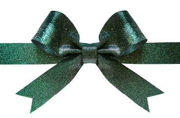 A glittering green gift bow decoration, isolated on a transparent background, ideal for Valentine's Day and other celebrations.