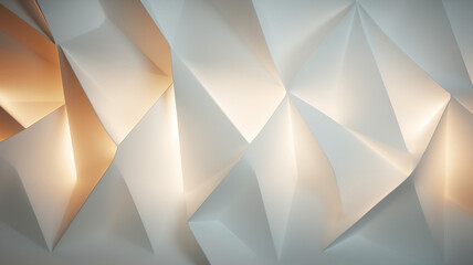 Luminous Paper Wall with a delicate origami structure - obrazy, fototapety, plakaty