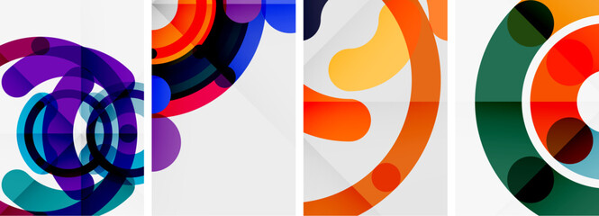 Set of line design circle posters. Vector illustration For Wallpaper, Banner, Background, Card, Book Illustration, landing page