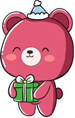Bear holding  gift box