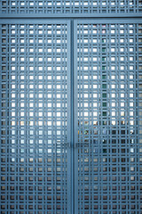 Fototapeta na wymiar A door made up of a grid of metal.