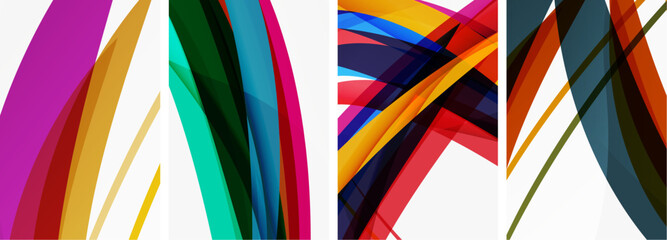 Colorful wave lines poster set for wallpaper, business card, cover, poster, banner, brochure, header, website