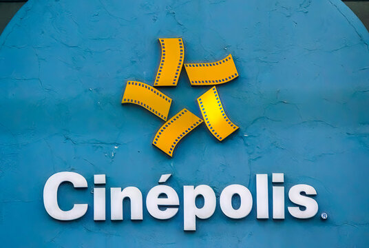 Mexico City, Mexico. Jan 11, 2024. Cin&eacute;polis logo, a Mexican and international movie theater chain. Its name means City of Cinema.