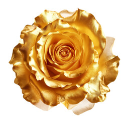 A golden rose illustration on a transparent background, perfect for Valentine's Day and romantic occasions.