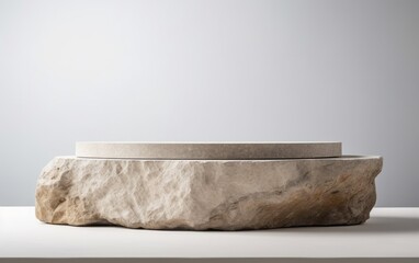 Podium made of stone on the white background. for product presentation.