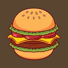 Cartoon burger fast food vector illustration
