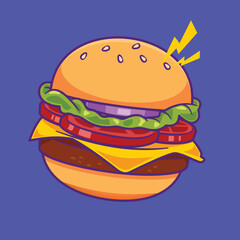 Cartoon burger fast food vector illustration