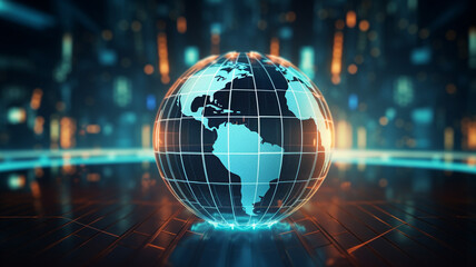 Global Cybersecurity Shield A holographic globe - obrazy, fototapety, plakaty