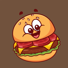 Cartoon burger fast food vector illustration
