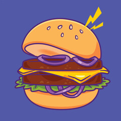 Cartoon burger fast food vector illustration