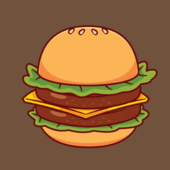 Cartoon burger fast food vector illustration