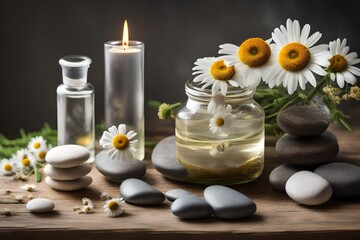 spa still life with candles and flower