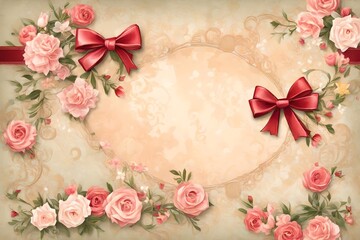 vintage background with frames and flowers