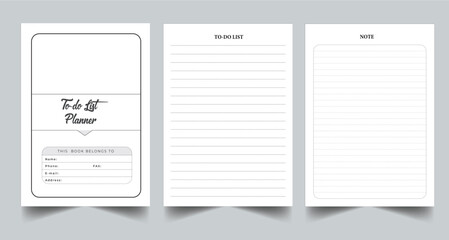 Editable To-do List Planner Kdp Interior printable template Design.