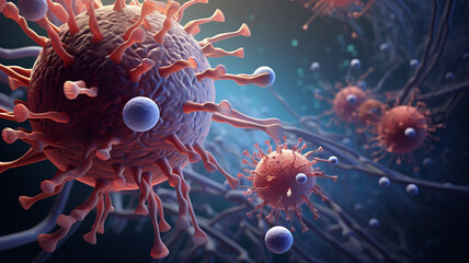 Viral DNA Encounter A dramatic scene where intricate epidemic