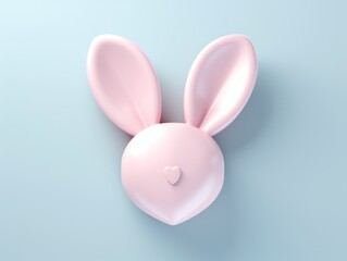 Pink Bunny Rabbit Ears and Nose Shape on a Pale Blue Background. easter illustration.