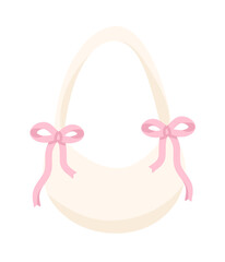 white handbag with pink bows