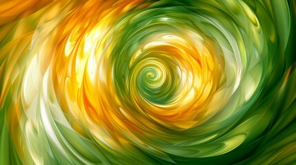 Abstract Swirling Colors Background in Green and Yellow