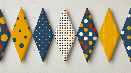Colorful Patterned Party Flags Against White Wall