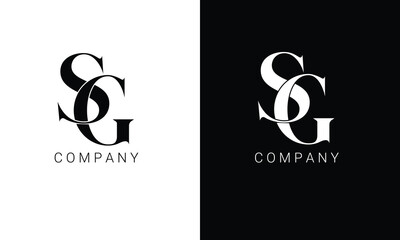Black and White  S G letter design logotype concept featuring an attractive Symbol 