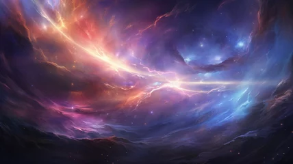 Foto op Plexiglas A Nebula inspired background with swirling purples abstract © BornHappy