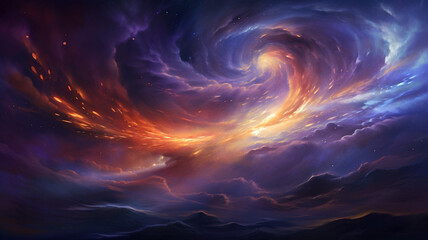Fototapeta na wymiar A Nebula inspired background with swirling purples astronomy