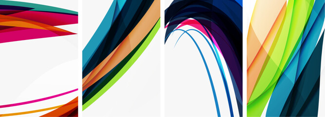 Colorful wave lines poster set for wallpaper, business card, cover, poster, banner, brochure, header, website