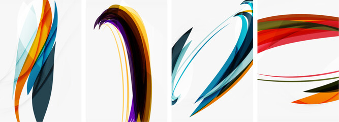 Colorful wave lines poster set for wallpaper, business card, cover, poster, banner, brochure, header, website