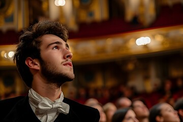 Obraz premium A Young Man Enjoying A Live Theater Opera Performance