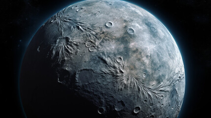 Fototapeta premium A view of Jupiter moon Callisto its heavily created system