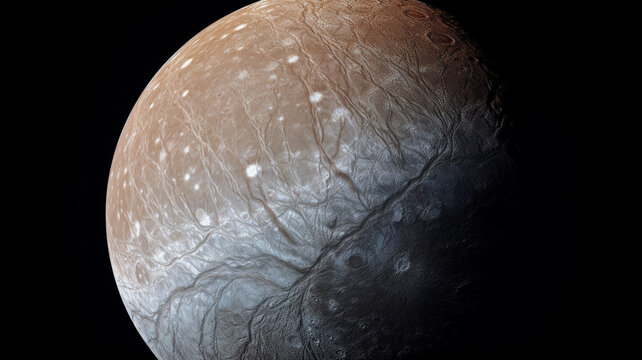 A view of Jupiters moon Ganymede the largest moon in science