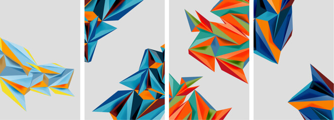 Triangle low poly mosaic posters. Vector illustration For Wallpaper, Banner, Background, Card, Book Illustration, landing page