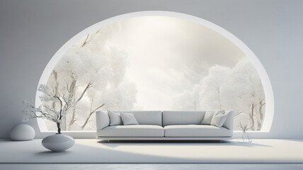 An elegant minimalist space with a monochromatic design elegance