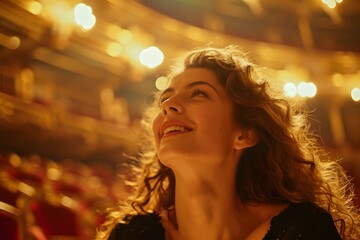 A Young Woman Enjoying A Live Theater Opera Performance