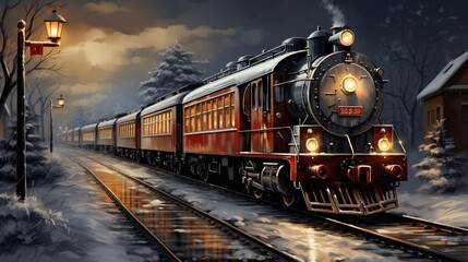 Obraz premium Magical fantasy train to reach destination